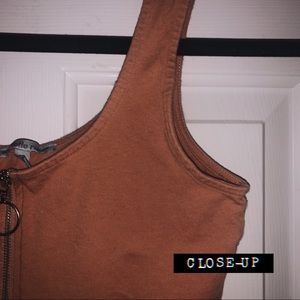 Charlotte Russe Orange Nude Crop Zipper Bra Top